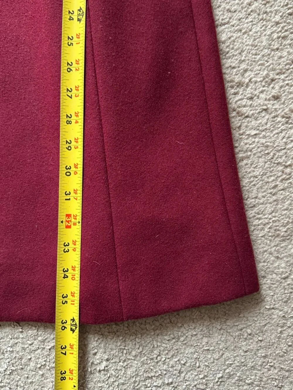 J Crew Coat Womens 6 Long Wool Blend Collared Button Close Red Pockets - Picture 8 of 14
